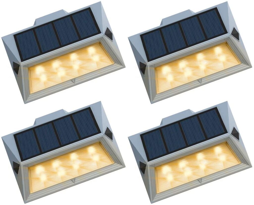 Roopure 8 LEDs Solar Outdoor Lights Steps Decorative